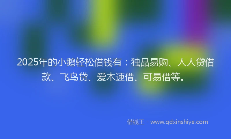 2025年的小鹅轻松借钱有：独品易购、人人贷借款、飞鸟贷、爱木速借、可易借等。