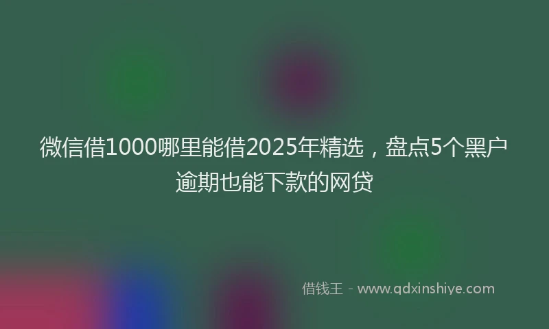 微信借1000哪里能借2025年精选，盘点5个黑户逾期也能下款的网贷