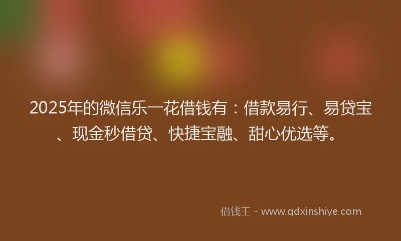 2025年的微信乐一花借钱有：借款易行、易贷宝、现金秒借贷、快捷宝融、甜心优选等。