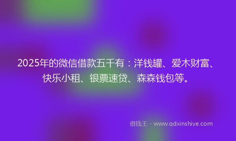 2025年的微信借款五千有：洋钱罐、爱木财富、快乐小租、银票速贷、森森钱包等。