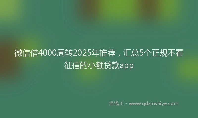微信借4000周转2025年推荐，汇总5个正规不看征信的小额贷款app