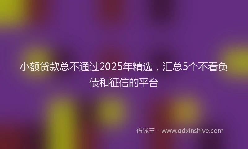 小额贷款总不通过2025年精选，汇总5个不看负债和征信的平台
