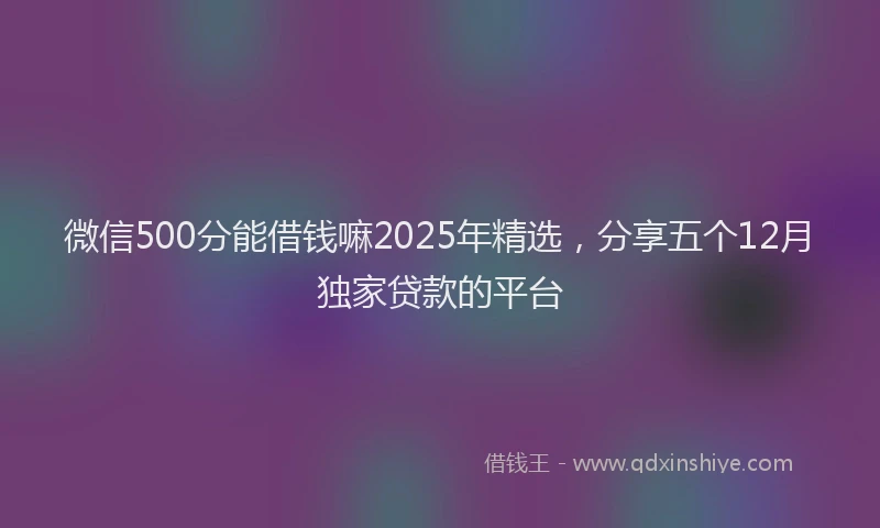 微信500分能借钱嘛2025年精选，分享五个12月独家贷款的平台