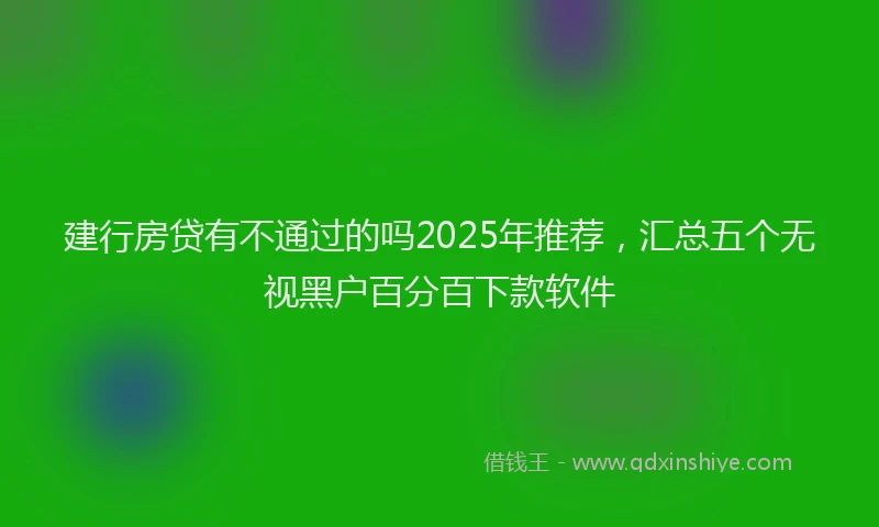 建行房贷有不通过的吗2025年推荐，汇总五个无视黑户百分百下款软件