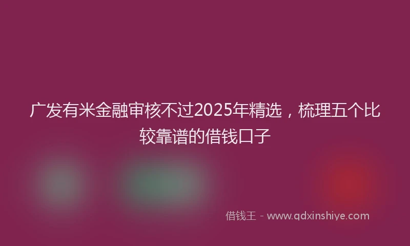 广发有米金融审核不过2025年精选，梳理五个比较靠谱的借钱口子