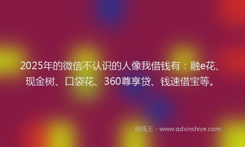 2025年的微信不认识的人像我借钱有：融e花、现金树、口袋花、360尊享贷、钱速借宝等。