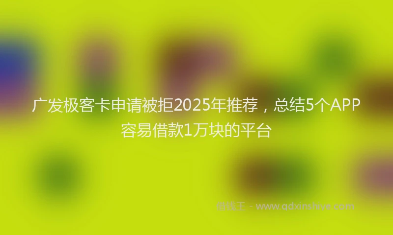 广发极客卡申请被拒2025年推荐，总结5个APP容易借款1万块的平台