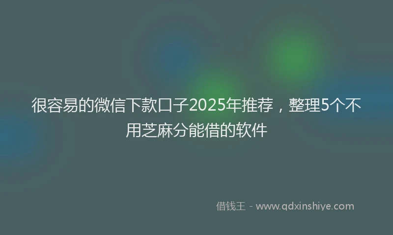 很容易的微信下款口子2025年推荐，整理5个不用芝麻分能借的软件