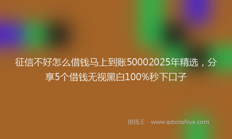 征信不好怎么借钱马上到账50002025年精选，分享5个借钱无视黑白100%秒下口子
