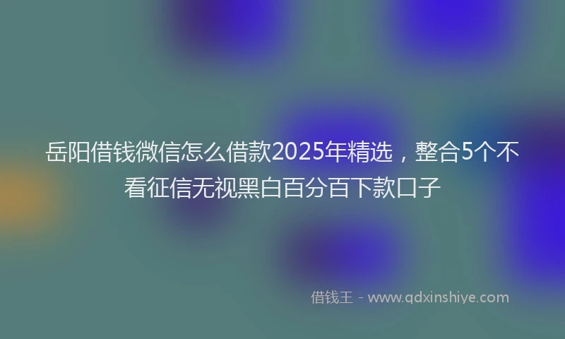 岳阳借钱微信怎么借款2025年精选，整合5个不看征信无视黑白百分百下款口子