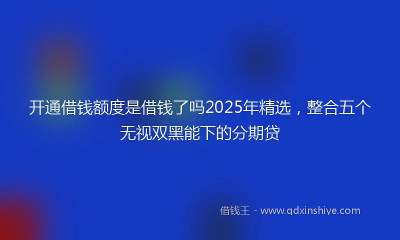 开通借钱额度是借钱了吗2025年精选，整合五个无视双黑能下的分期贷