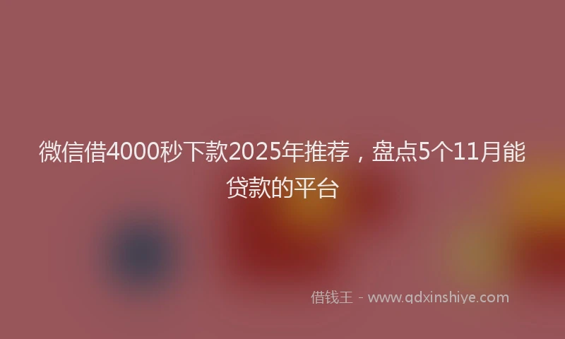 微信借4000秒下款2025年推荐，盘点5个11月能贷款的平台