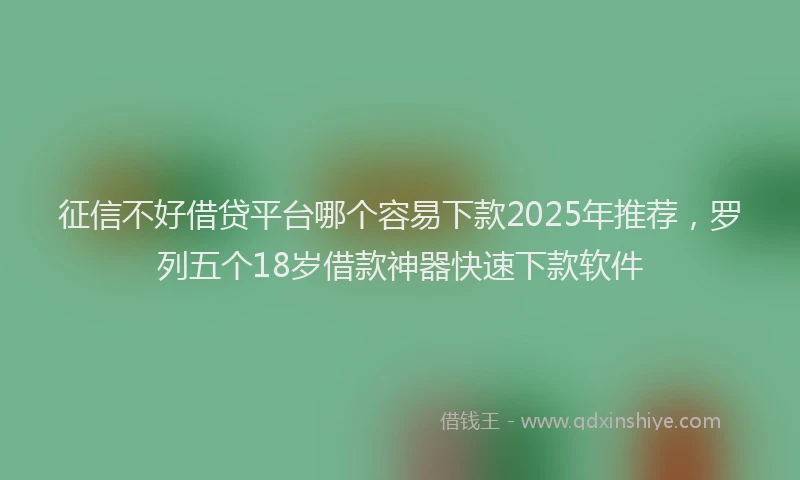 征信不好借贷平台哪个容易下款2025年推荐，罗列五个18岁借款神器快速下款软件