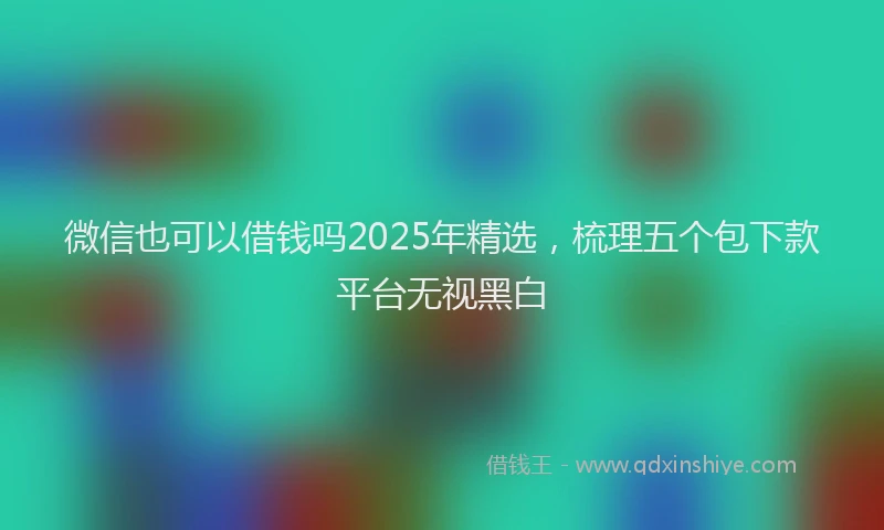 微信也可以借钱吗2025年精选，梳理五个包下款平台无视黑白