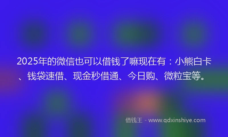 2025年的微信也可以借钱了嘛现在有：小熊白卡、钱袋速借、现金秒借通、今日购、微粒宝等。
