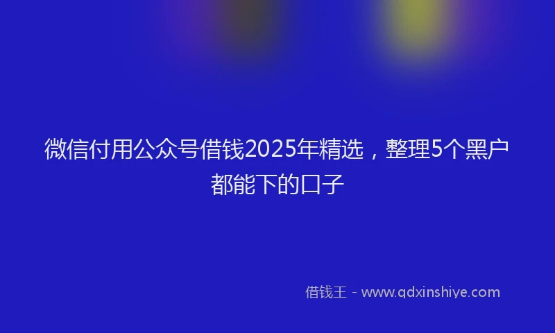 微信付用公众号借钱2025年精选，整理5个黑户都能下的口子