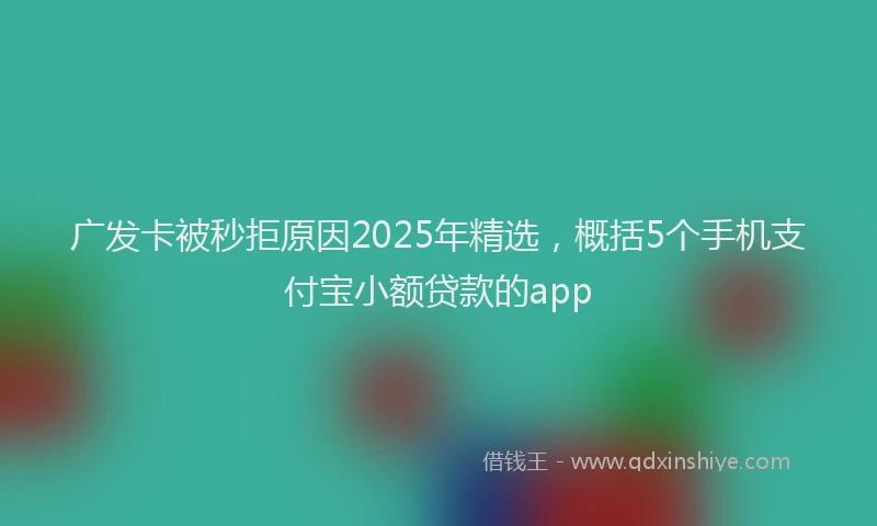 广发卡被秒拒原因2025年精选，概括5个手机支付宝小额贷款的app
