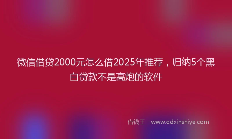 微信借贷2000元怎么借2025年推荐，归纳5个黑白贷款不是高炮的软件