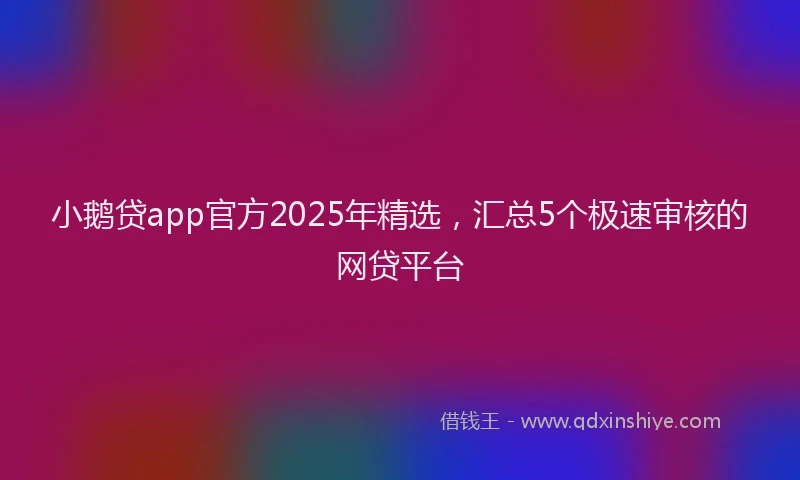 小鹅贷app官方2025年精选，汇总5个极速审核的网贷平台