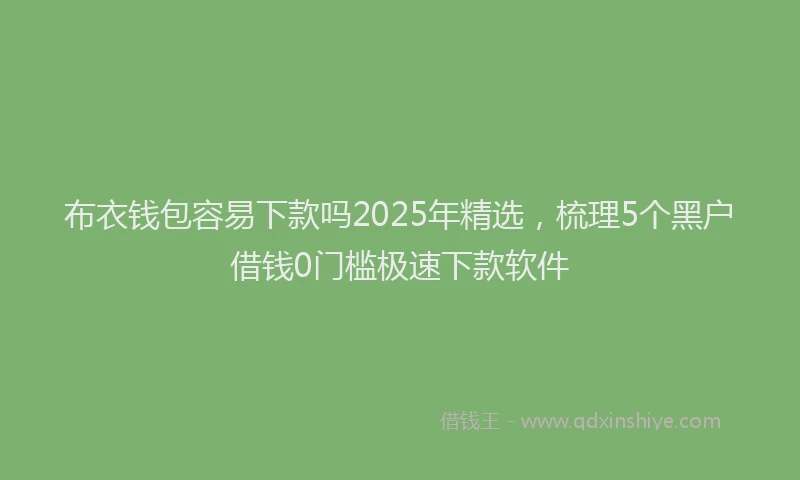 布衣钱包容易下款吗2025年精选，梳理5个黑户借钱0门槛极速下款软件