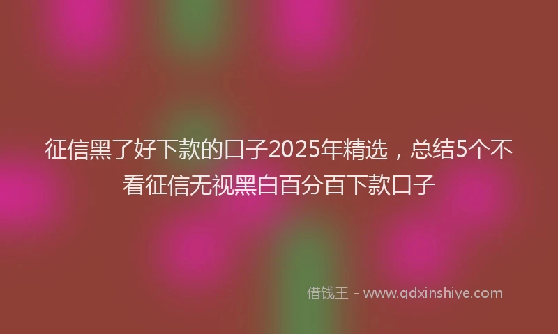 征信黑了好下款的口子2025年精选，总结5个不看征信无视黑白百分百下款口子