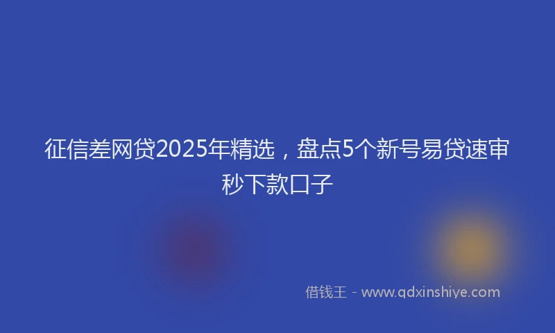 征信差网贷2025年精选，盘点5个新号易贷速审秒下款口子