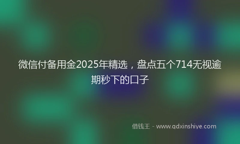微信付备用金2025年精选，盘点五个714无视逾期秒下的口子