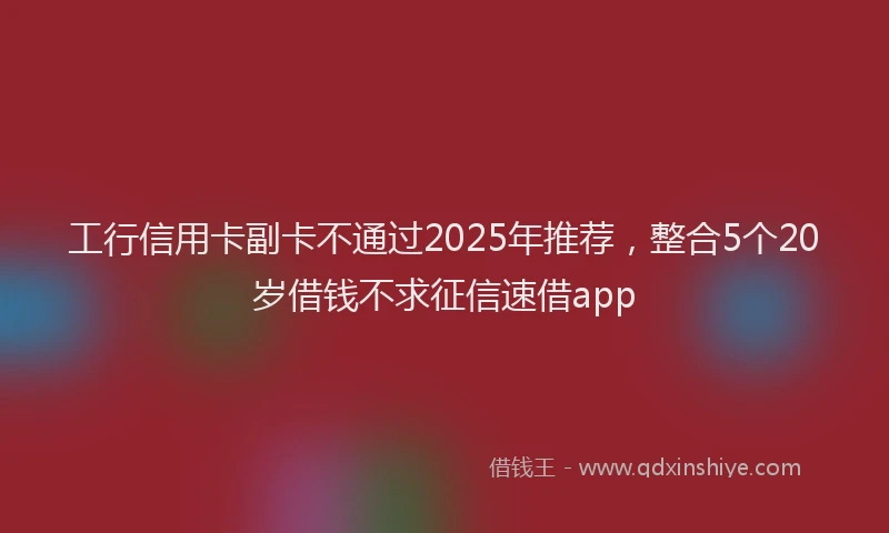工行信用卡副卡不通过2025年推荐，整合5个20岁借钱不求征信速借app