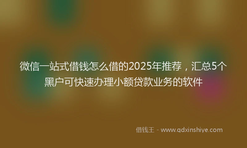 微信一站式借钱怎么借的2025年推荐，汇总5个黑户可快速办理小额贷款业务的软件