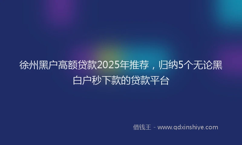 徐州黑户高额贷款2025年推荐，归纳5个无论黑白户秒下款的贷款平台