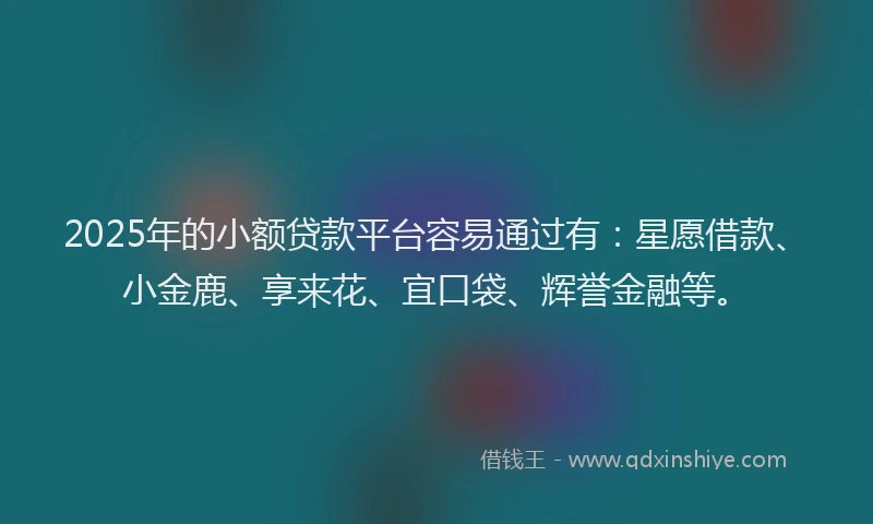 2025年的小额贷款平台容易通过有：星愿借款、小金鹿、享来花、宜口袋、辉誉金融等。