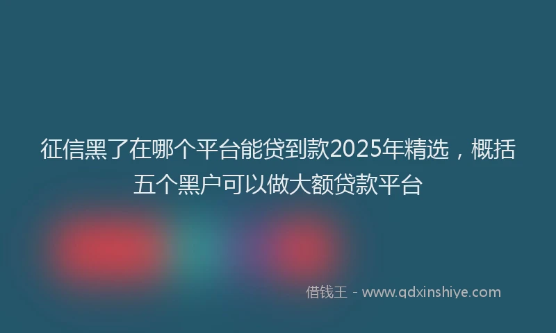 征信黑了在哪个平台能贷到款2025年精选，概括五个黑户可以做大额贷款平台