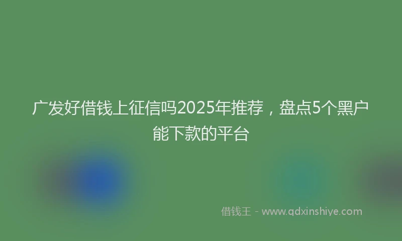 广发好借钱上征信吗2025年推荐，盘点5个黑户能下款的平台