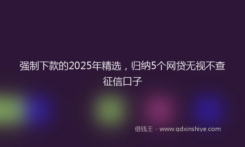 强制下款的2025年精选，归纳5个网贷无视不查征信口子