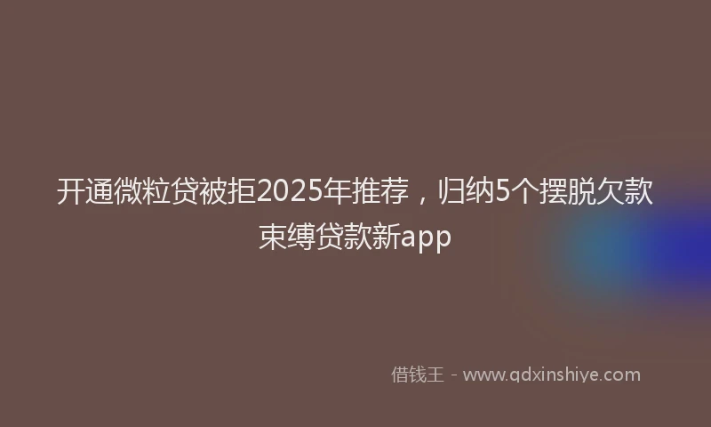 开通微粒贷被拒2025年推荐，归纳5个摆脱欠款束缚贷款新app