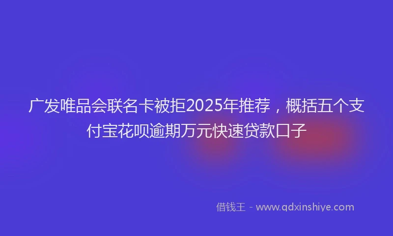 广发唯品会联名卡被拒2025年推荐，概括五个支付宝花呗逾期万元快速贷款口子