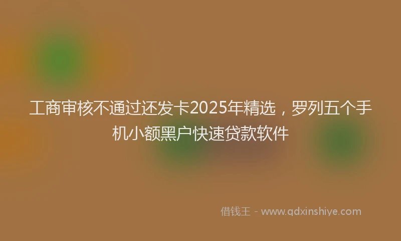 工商审核不通过还发卡2025年精选，罗列五个手机小额黑户快速贷款软件