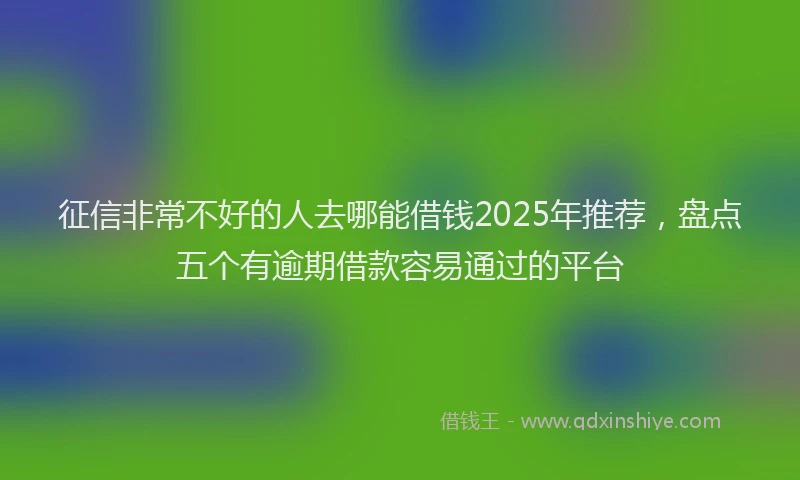 征信非常不好的人去哪能借钱2025年推荐，盘点五个有逾期借款容易通过的平台