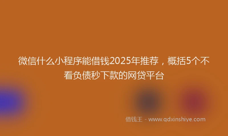 微信什么小程序能借钱2025年推荐，概括5个不看负债秒下款的网贷平台