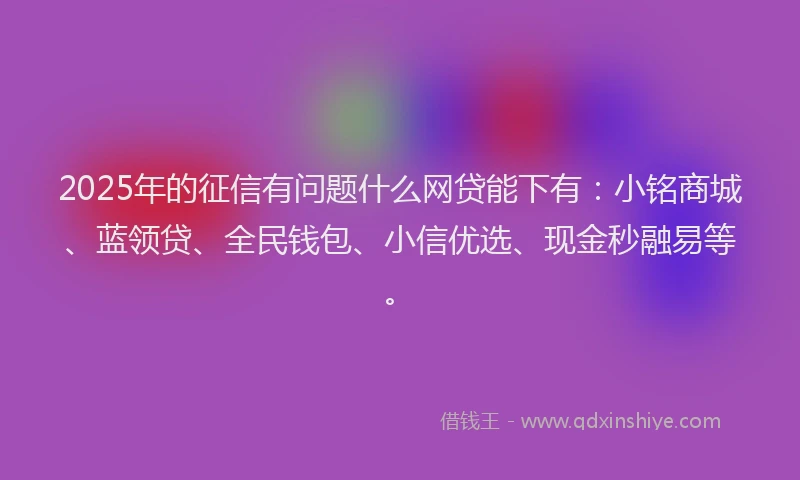 2025年的征信有问题什么网贷能下有：小铭商城、蓝领贷、全民钱包、小信优选、现金秒融易等。