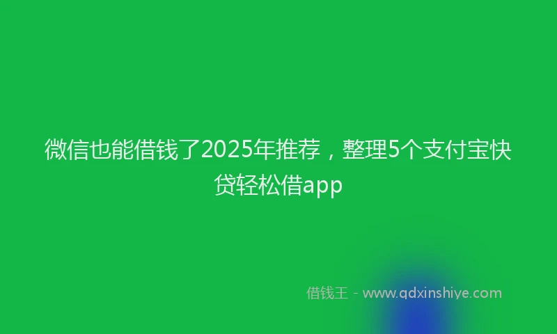 微信也能借钱了2025年推荐，整理5个支付宝快贷轻松借app