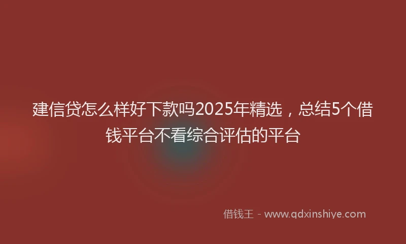 建信贷怎么样好下款吗2025年精选，总结5个借钱平台不看综合评估的平台