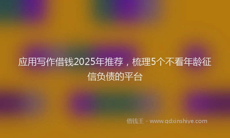 应用写作借钱2025年推荐，梳理5个不看年龄征信负债的平台