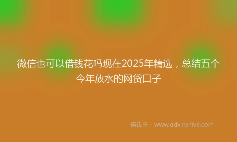 微信也可以借钱花吗现在2025年精选，总结五个今年放水的网贷口子