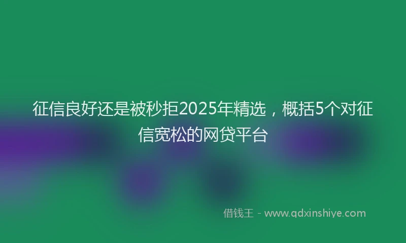 征信良好还是被秒拒2025年精选，概括5个对征信宽松的网贷平台