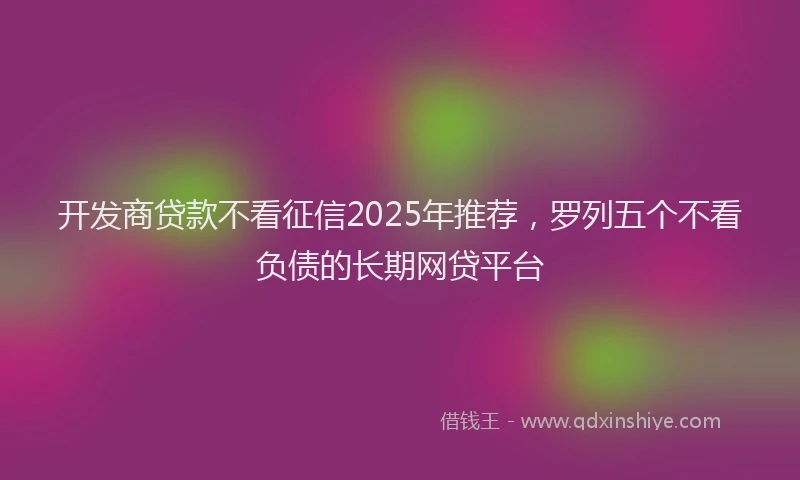 开发商贷款不看征信2025年推荐，罗列五个不看负债的长期网贷平台
