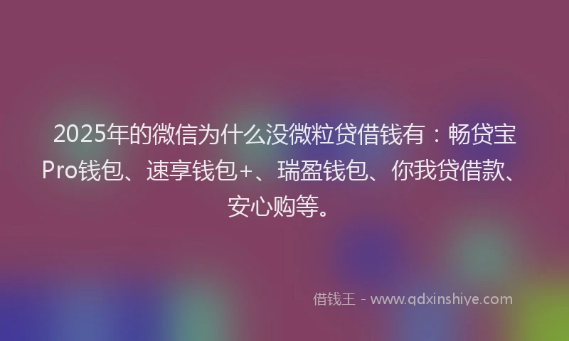 2025年的微信为什么没微粒贷借钱有：畅贷宝Pro钱包、速享钱包+、瑞盈钱包、你我贷借款、安心购等。