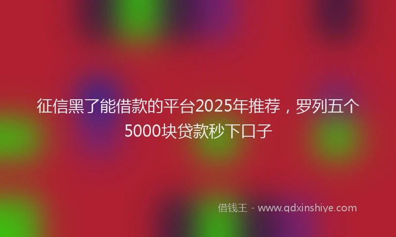 征信黑了能借款的平台2025年推荐，罗列五个5000块贷款秒下口子
