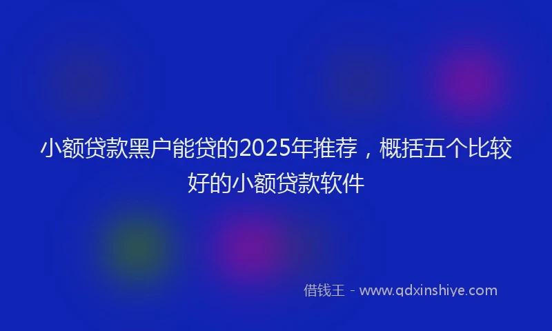 小额贷款黑户能贷的2025年推荐，概括五个比较好的小额贷款软件