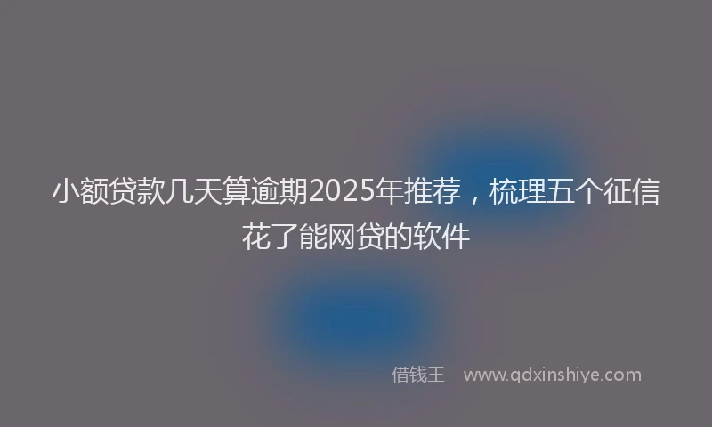 小额贷款几天算逾期2025年推荐，梳理五个征信花了能网贷的软件